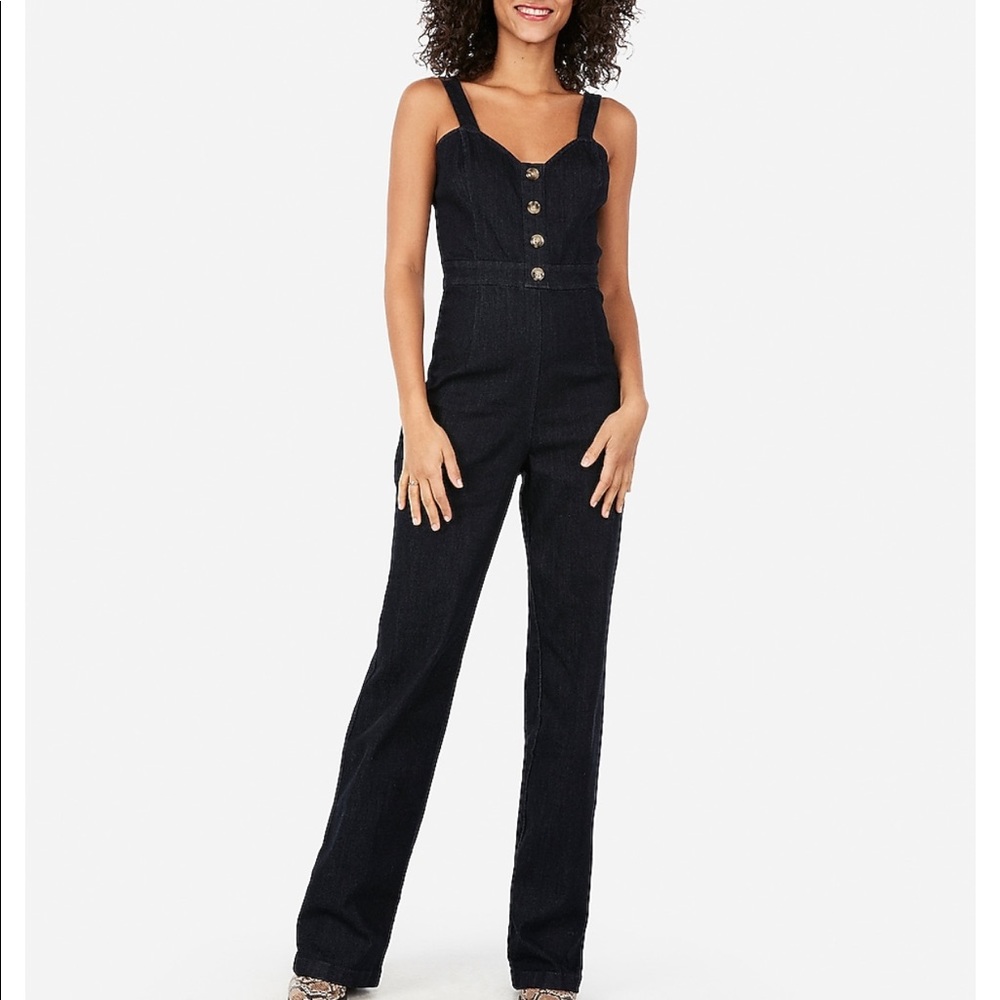 Express Button Front Wide Leg Jumpsuit